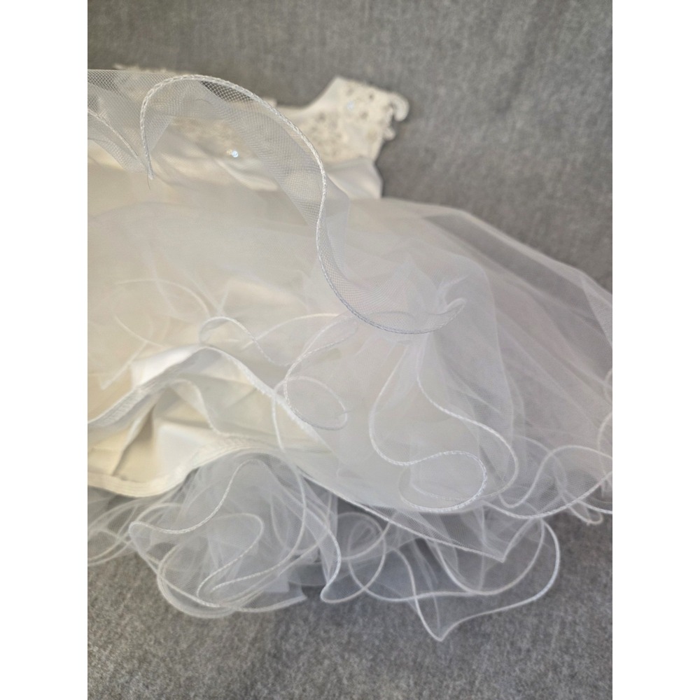 Girls Christening Baptism Wedding Dress Infant 6 Months Tulle Princess Bow White - Picture 5 of 9